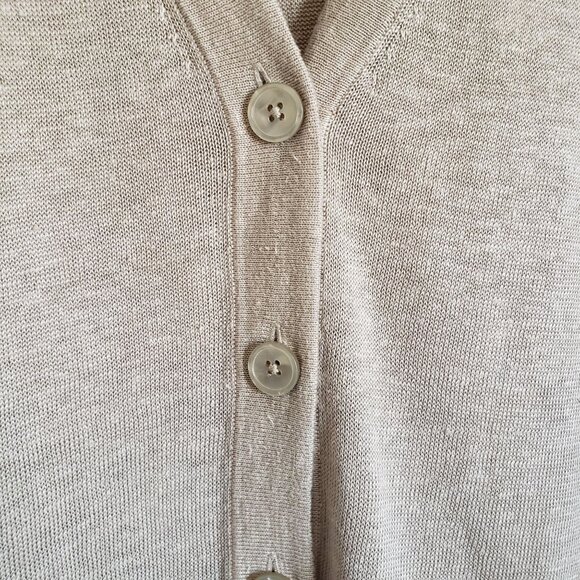 Talbots 100% Linen V-Neck Button Front Long Cardigan Tan Sz Women's 2X Plus NEW - Picture 6 of 11